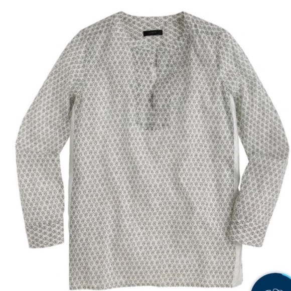 J Crew Floral Block Print Tunic Silver Tape - Picture 2 of 5